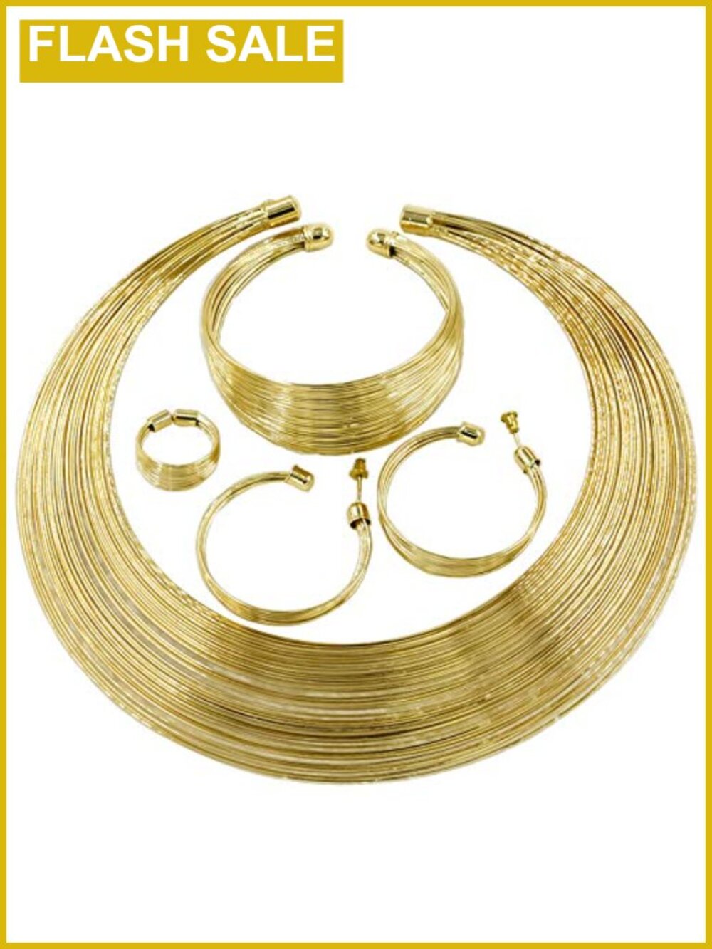 Gold Plated Crystal Jewelry Set Necklace Earrings Bracelet Ring
